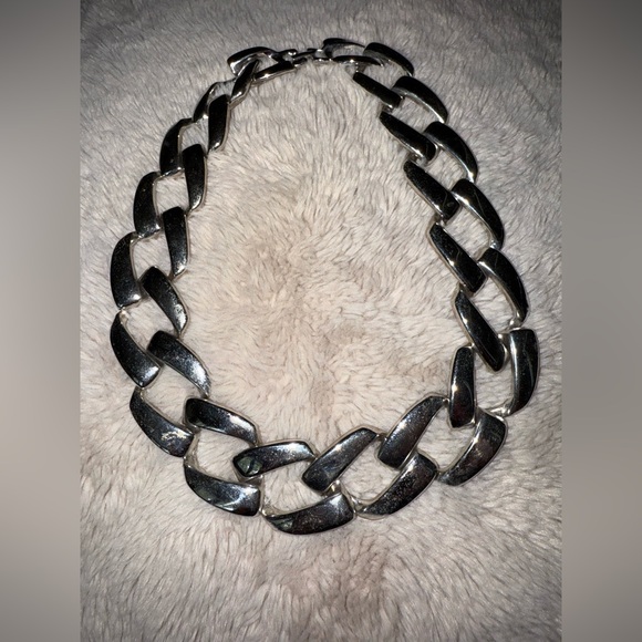Jewelry - VTG Napier Wide Chain Link Necklace Large Statement Silver Tone Chunky Choker‎
